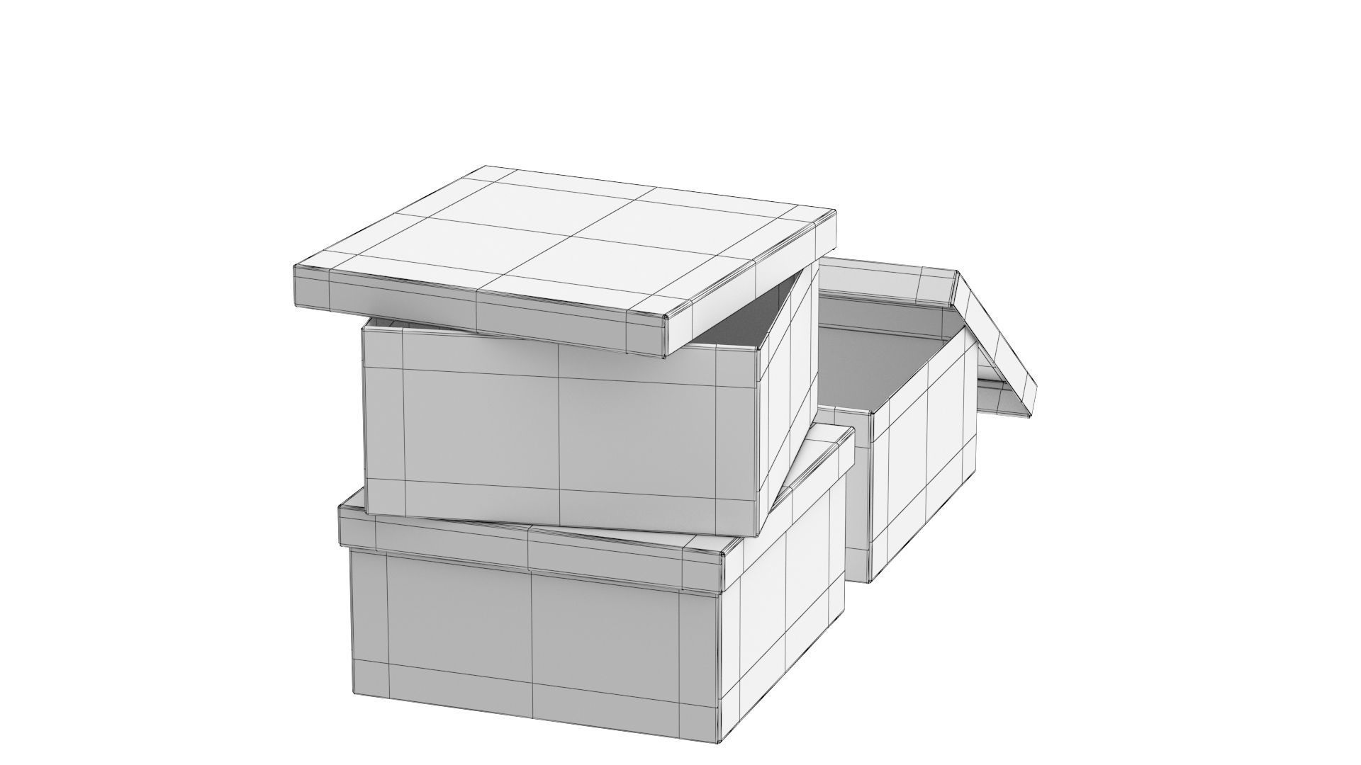 Paper Boxes Set Low-poly 3D model_13