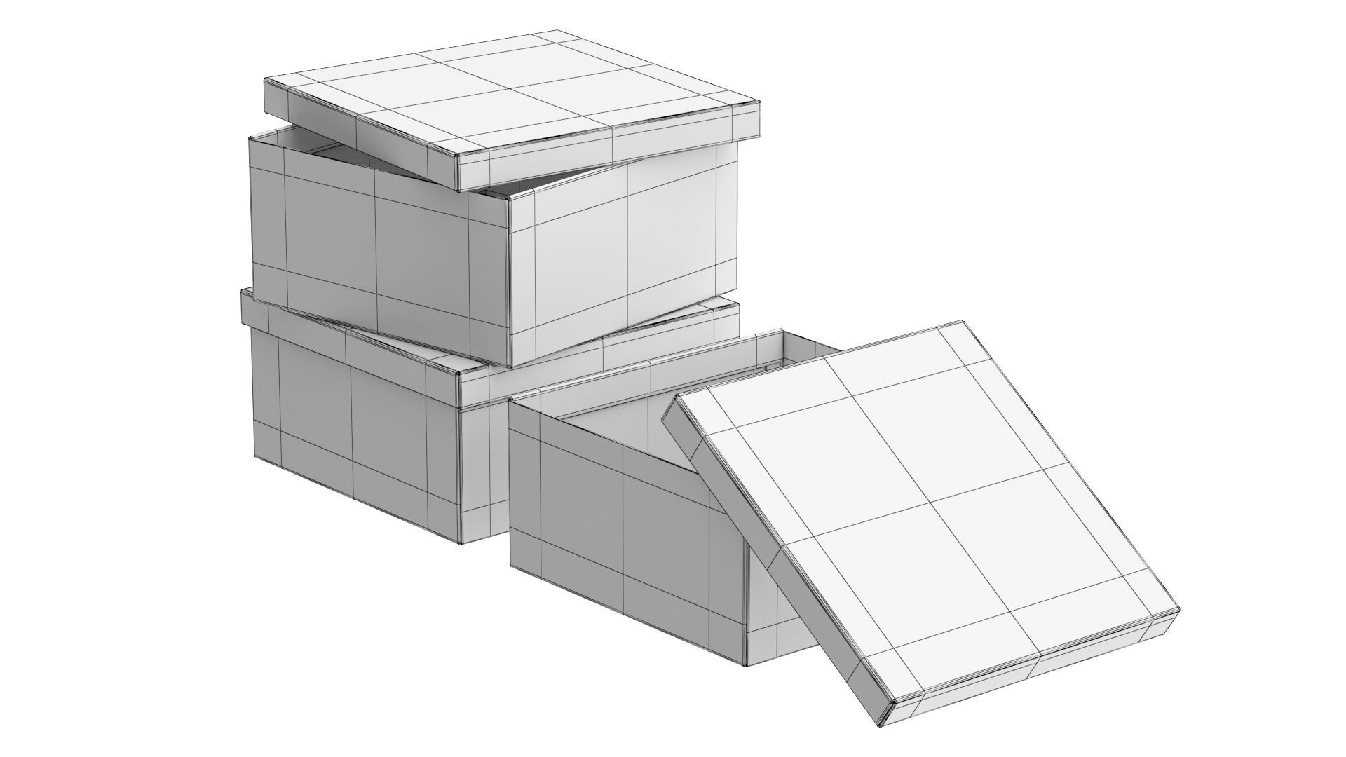 Paper Boxes Set Low-poly 3D model_15