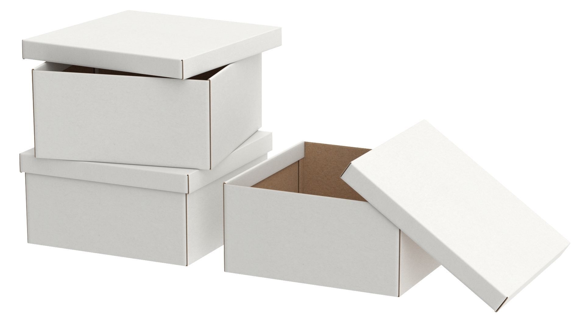 Paper Boxes Set Low-poly 3D model_1