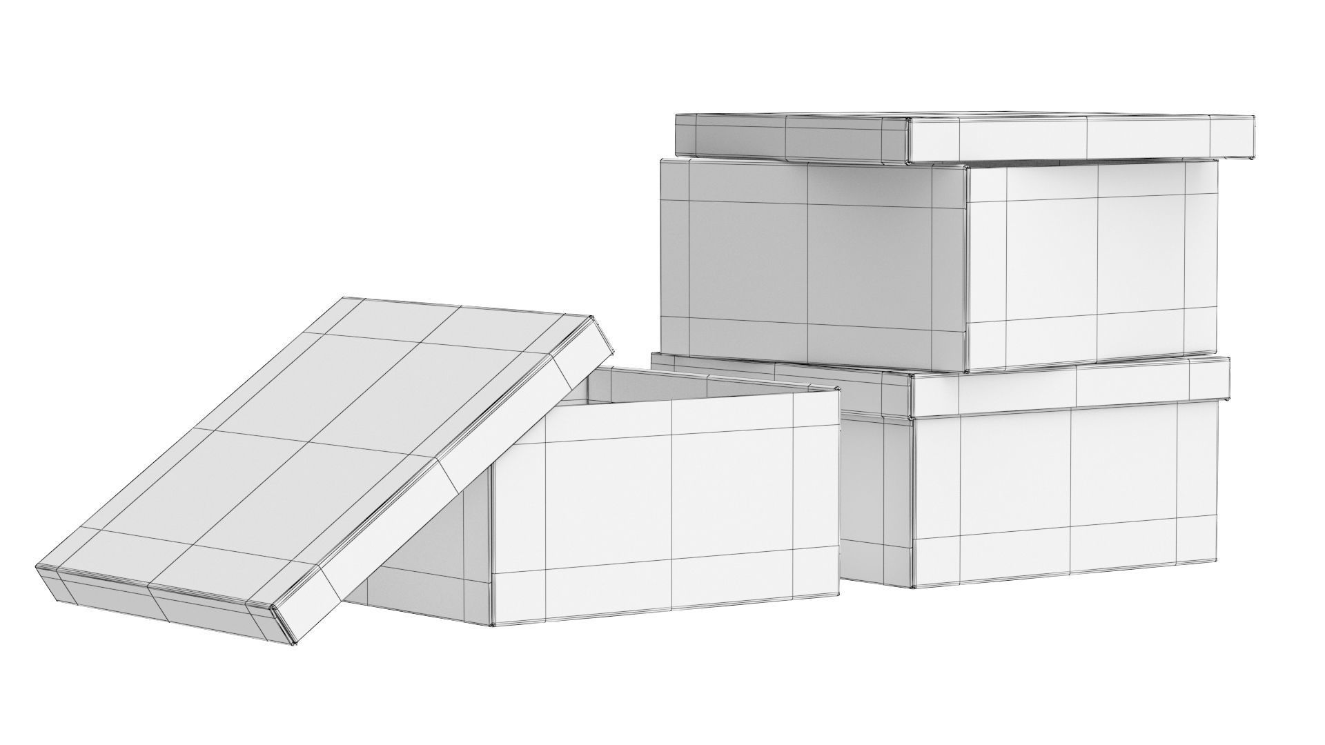 Paper Boxes Set Low-poly 3D model_11