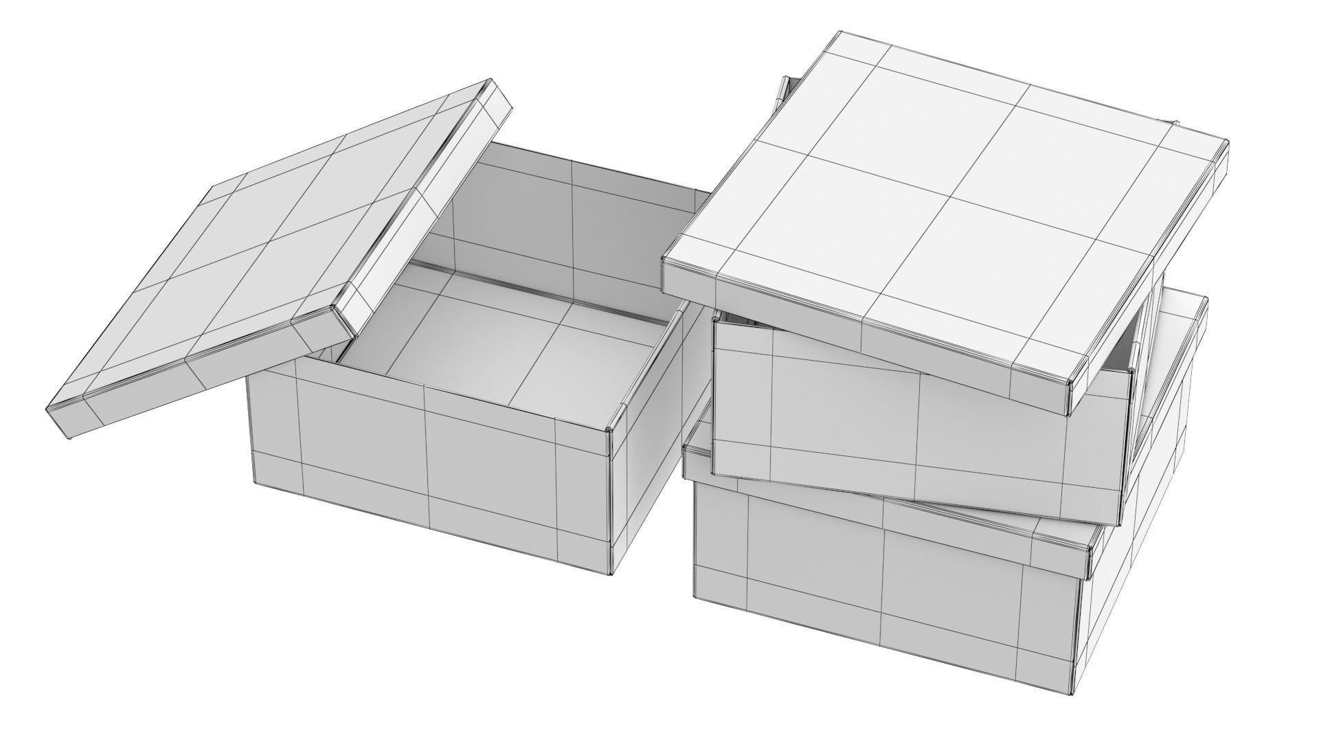 Paper Boxes Set Low-poly 3D model_10