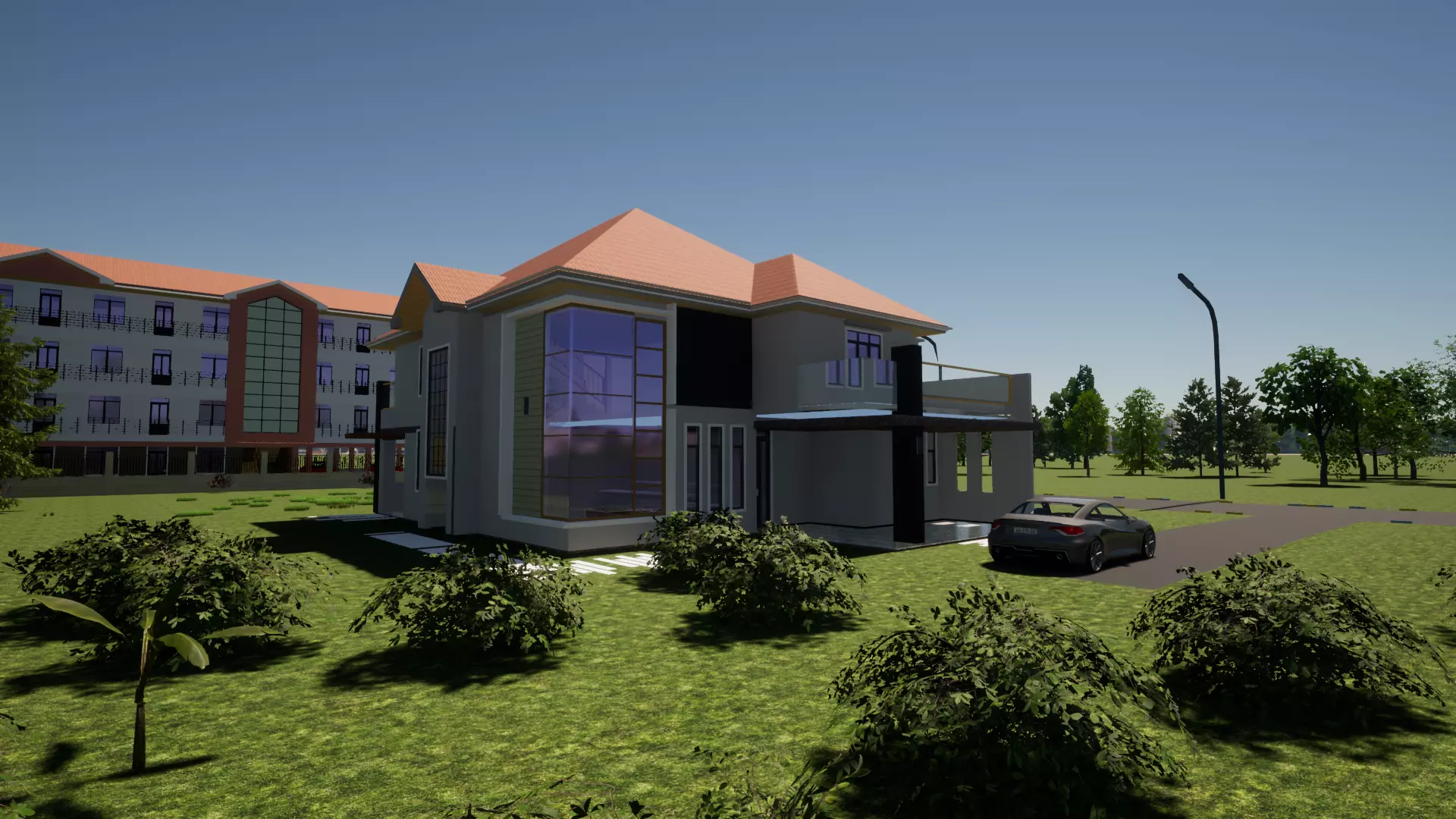 four bedroom house and surrounding 3D model_0