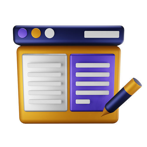 Copywriting 3D Icon Low-poly 3D model