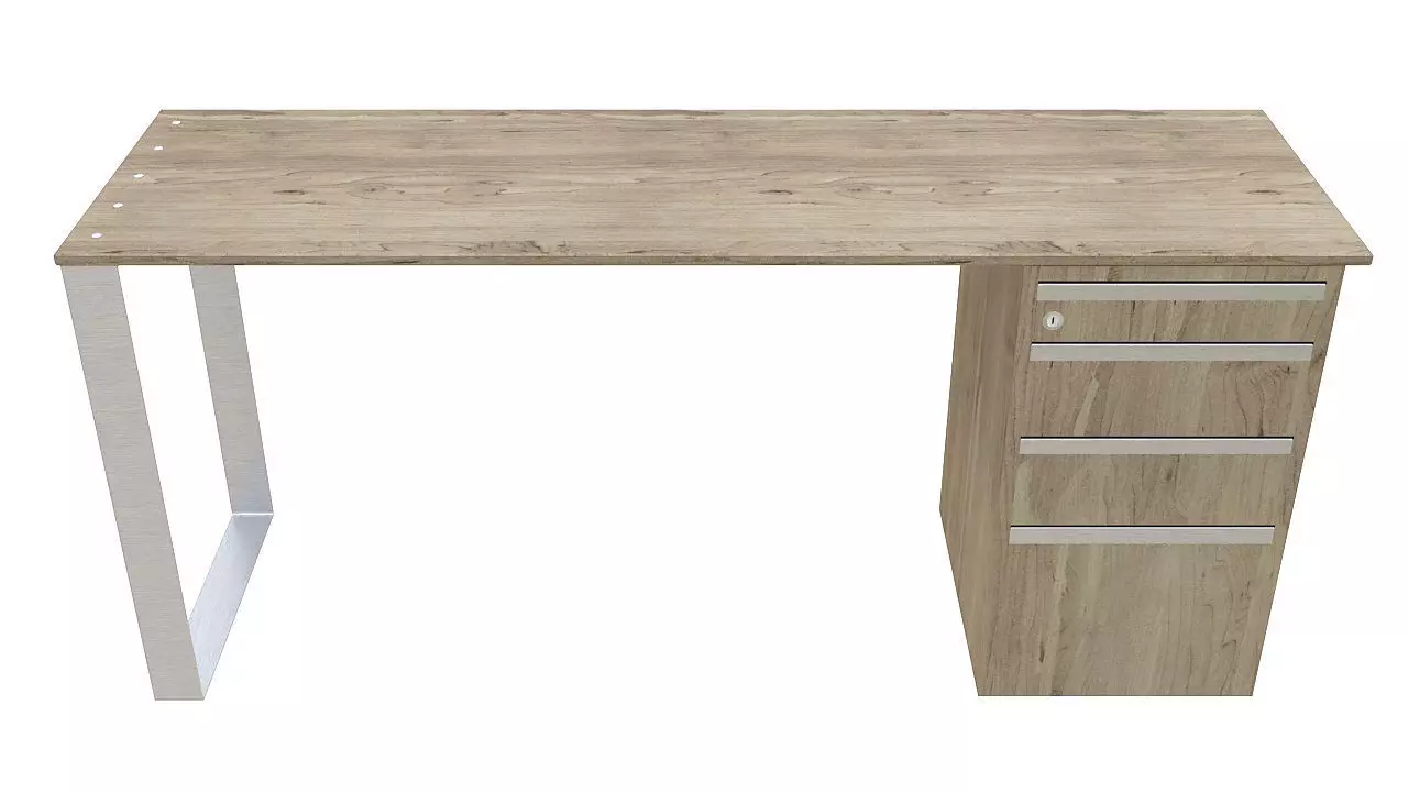 Desk with drawers steel leg 3D model_0