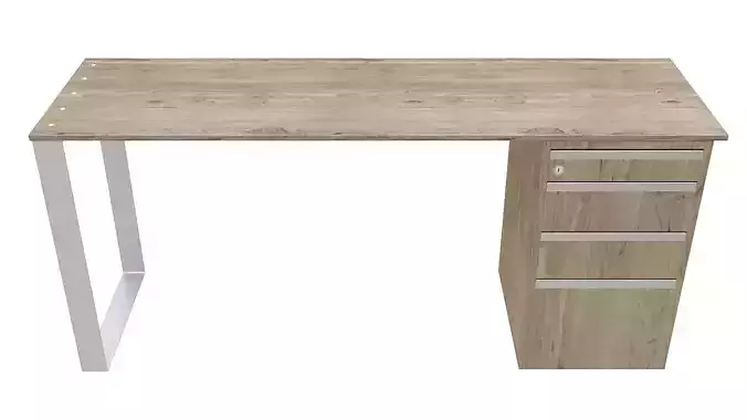 Desk with drawers steel leg 3D model