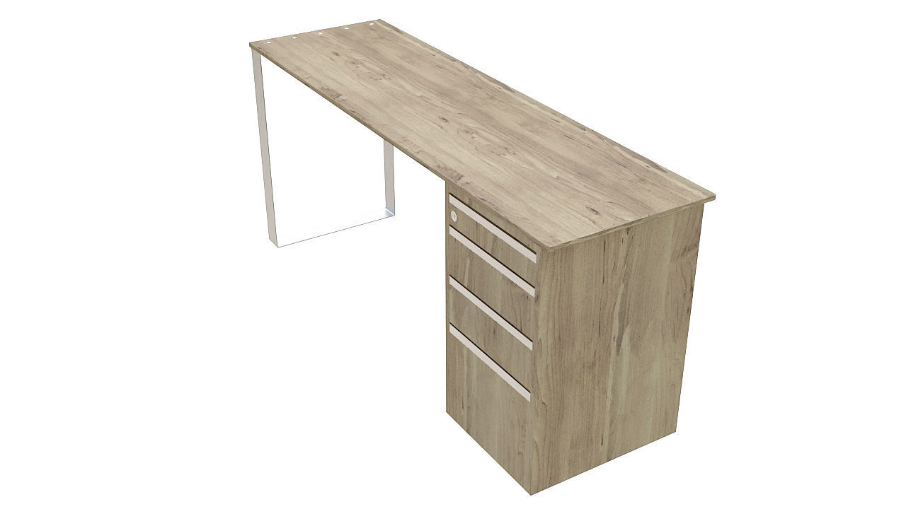 Desk with drawers steel leg 3D model_4