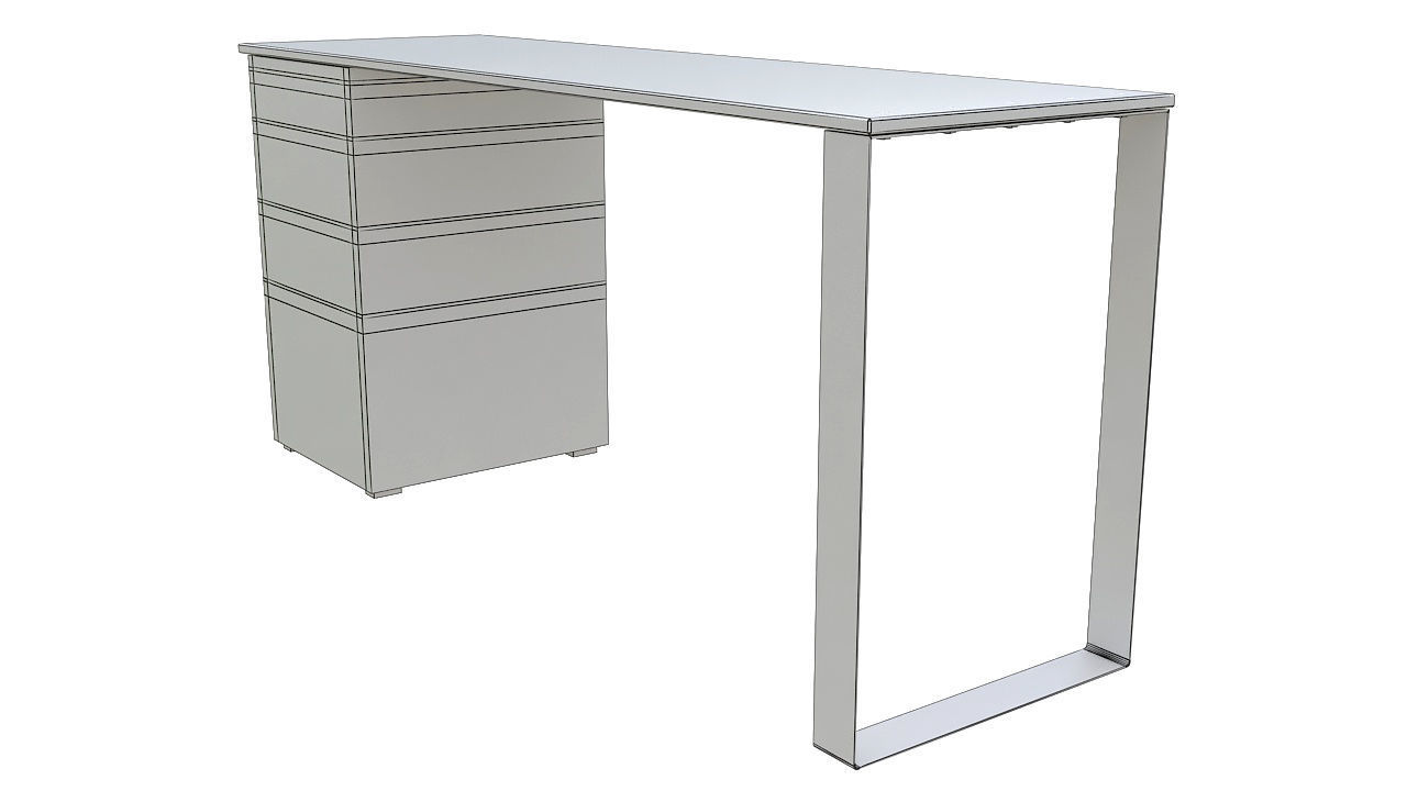 Desk with drawers steel leg 3D model_7