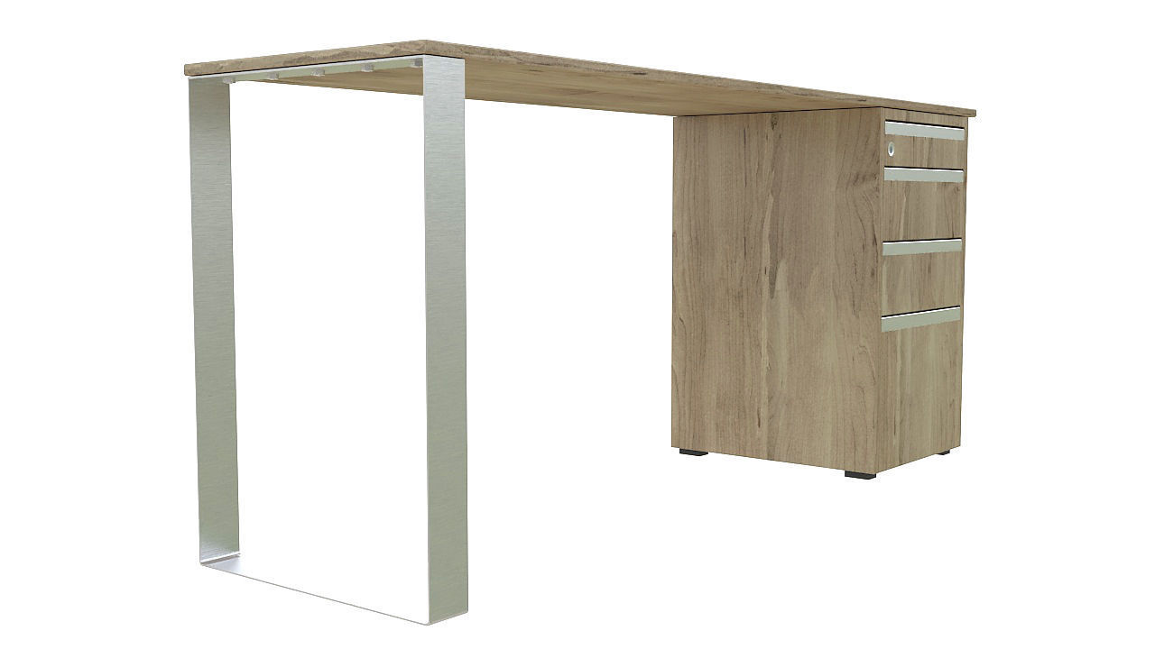 Desk with drawers steel leg 3D model_2