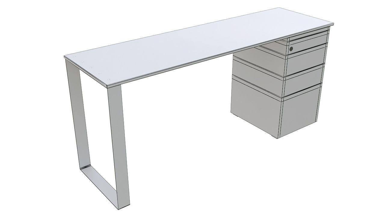 Desk with drawers steel leg 3D model_6