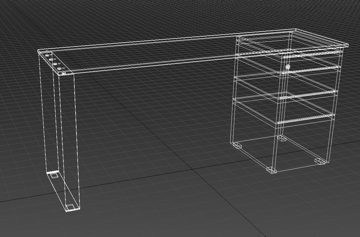 Desk with drawers steel leg 3D model_9