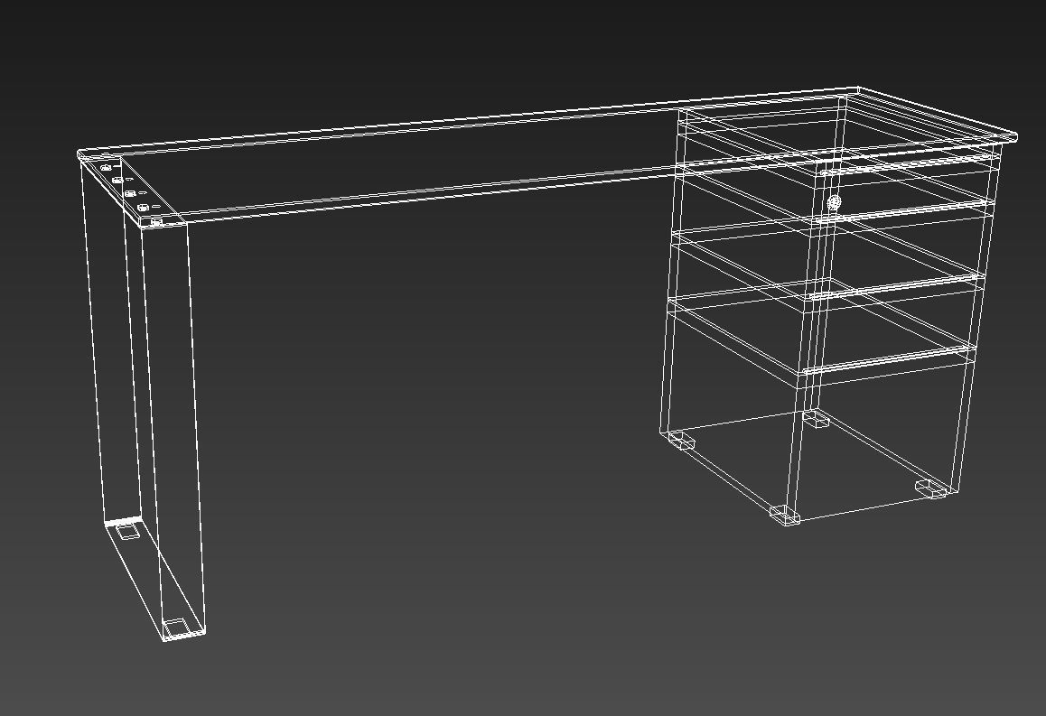 Desk with drawers steel leg 3D model_10