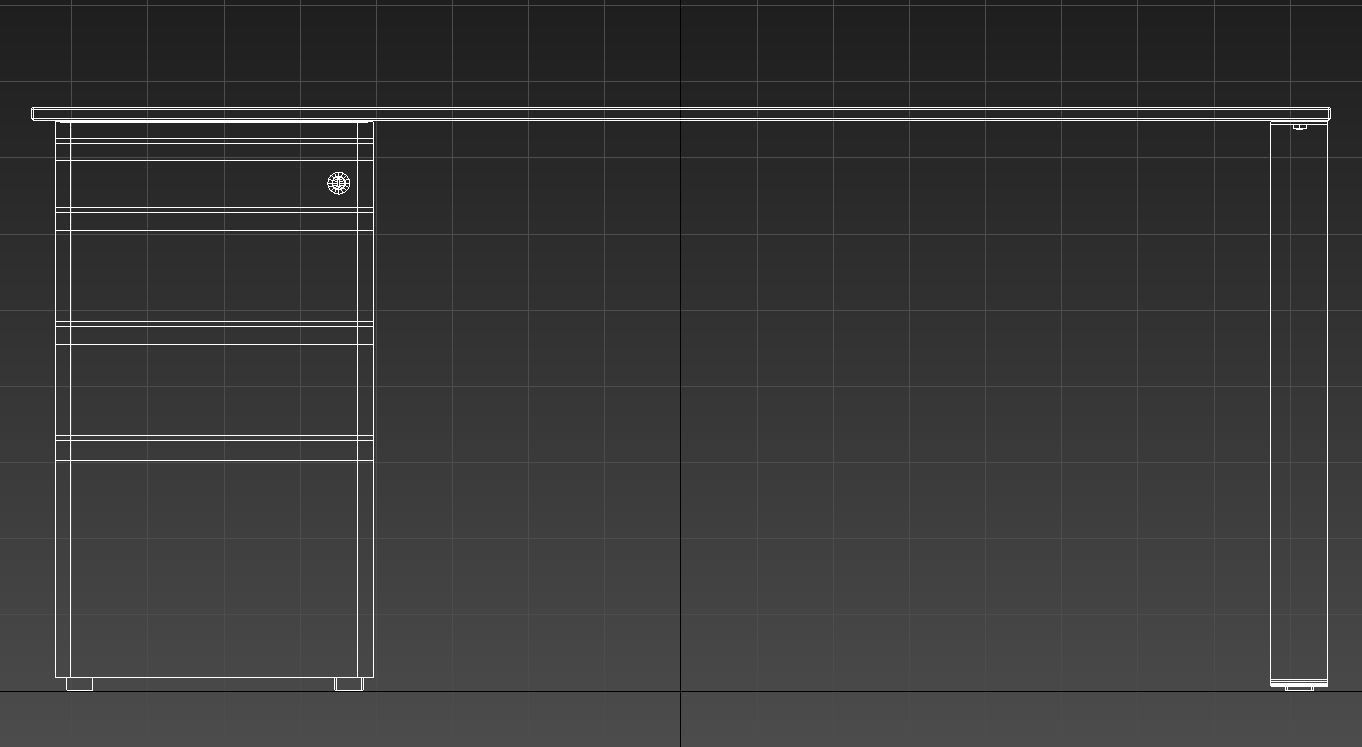Desk with drawers steel leg 3D model_12