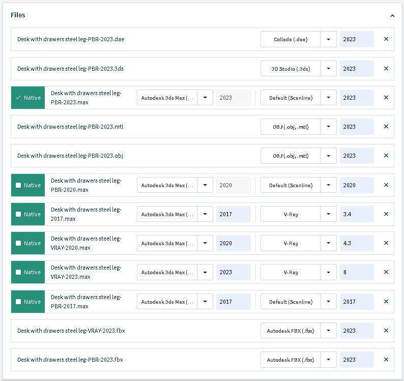 Desk with drawers steel leg 3D model_14
