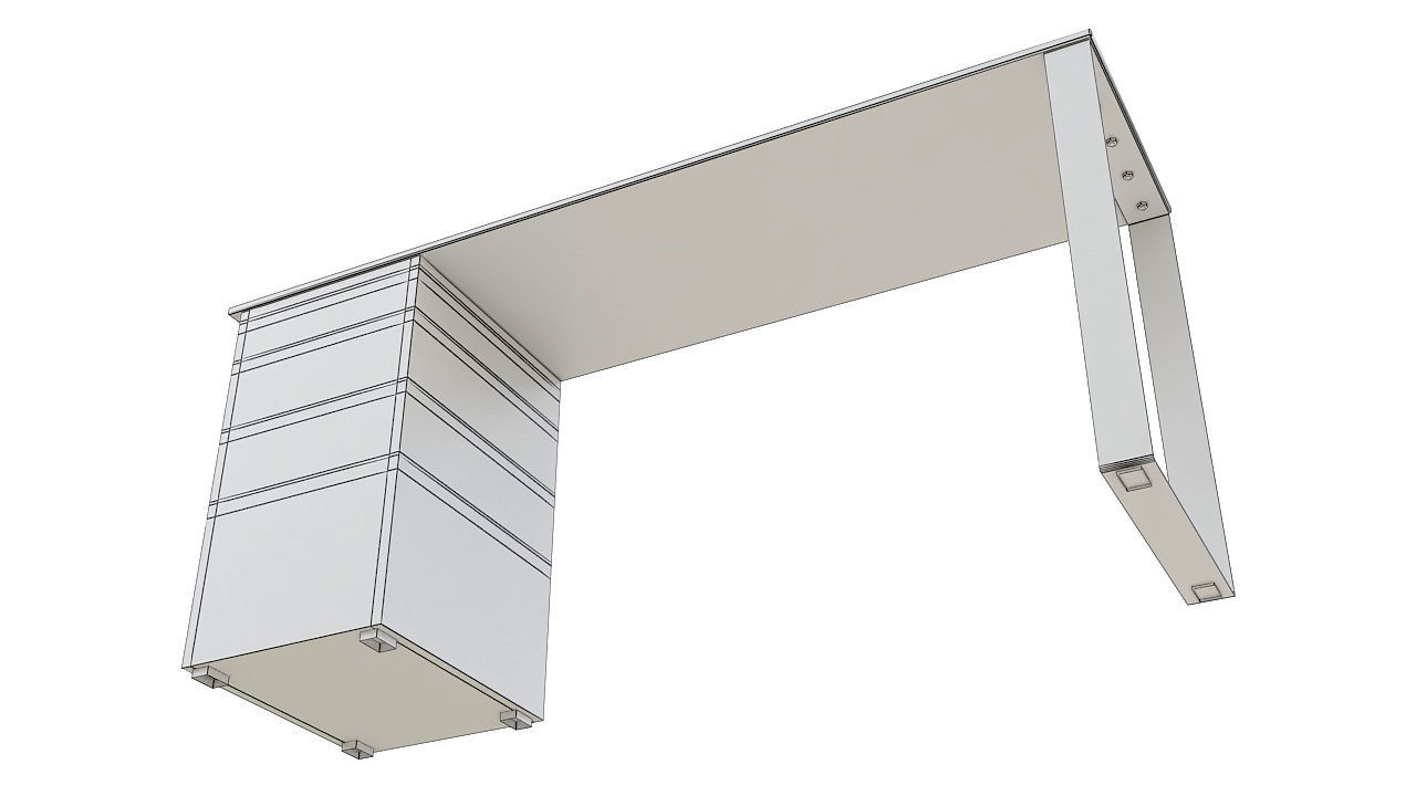 Desk with drawers steel leg 3D model_8