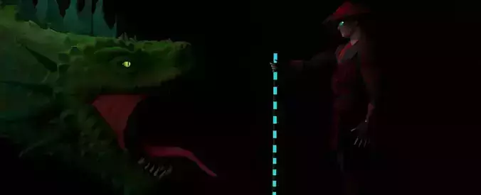 Warrior dragon and man