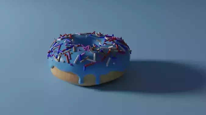 3D Blue Donut Model