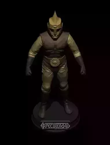 SPECTREMAN statue of golden man