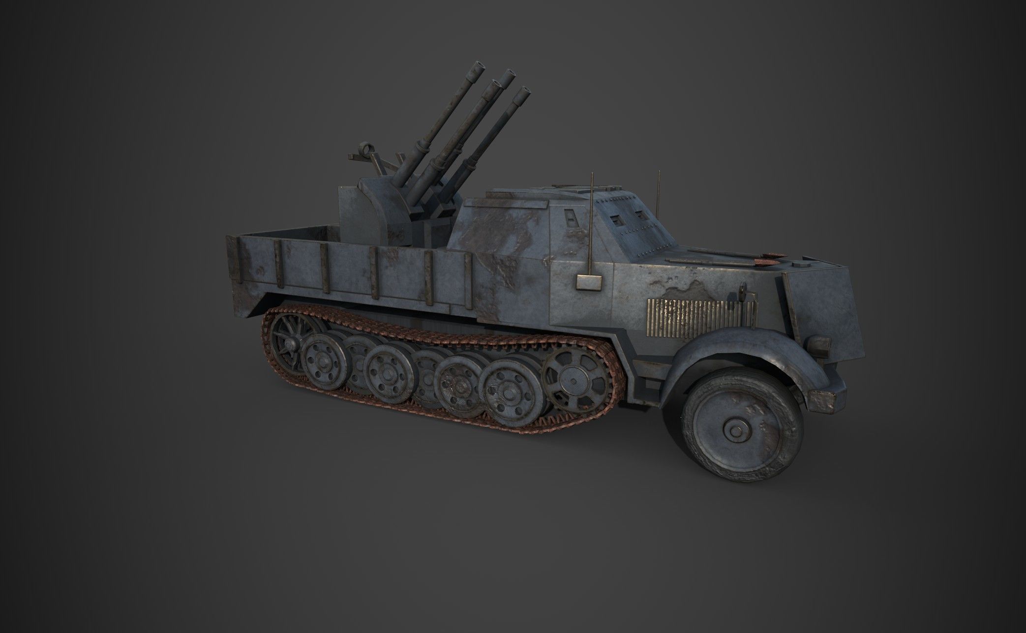 FlakTank german tank Low-poly 3D model_2