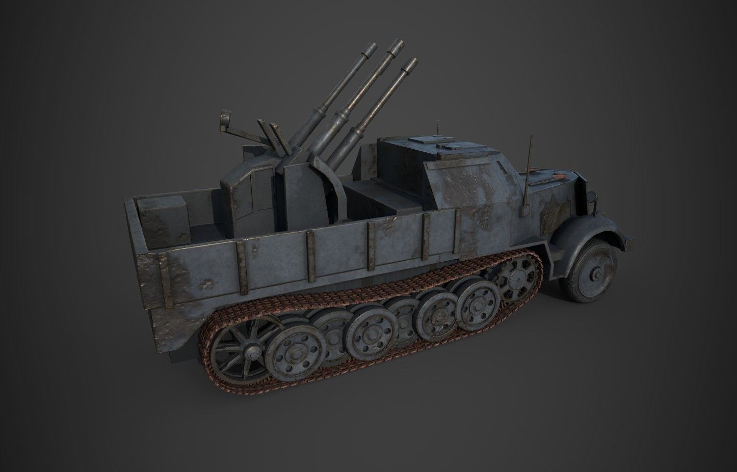 FlakTank german tank Low-poly 3D model_8
