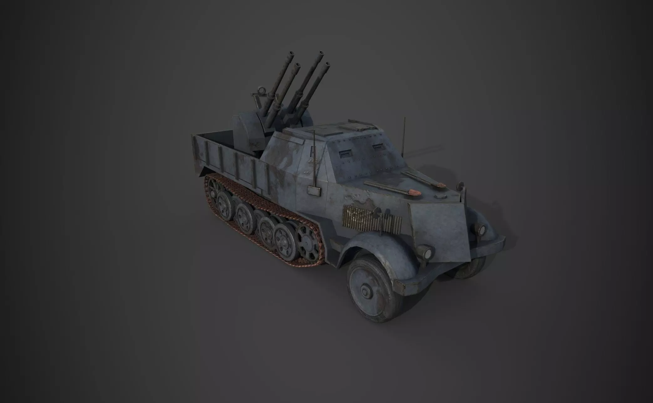 FlakTank german tank Low-poly 3D model_0