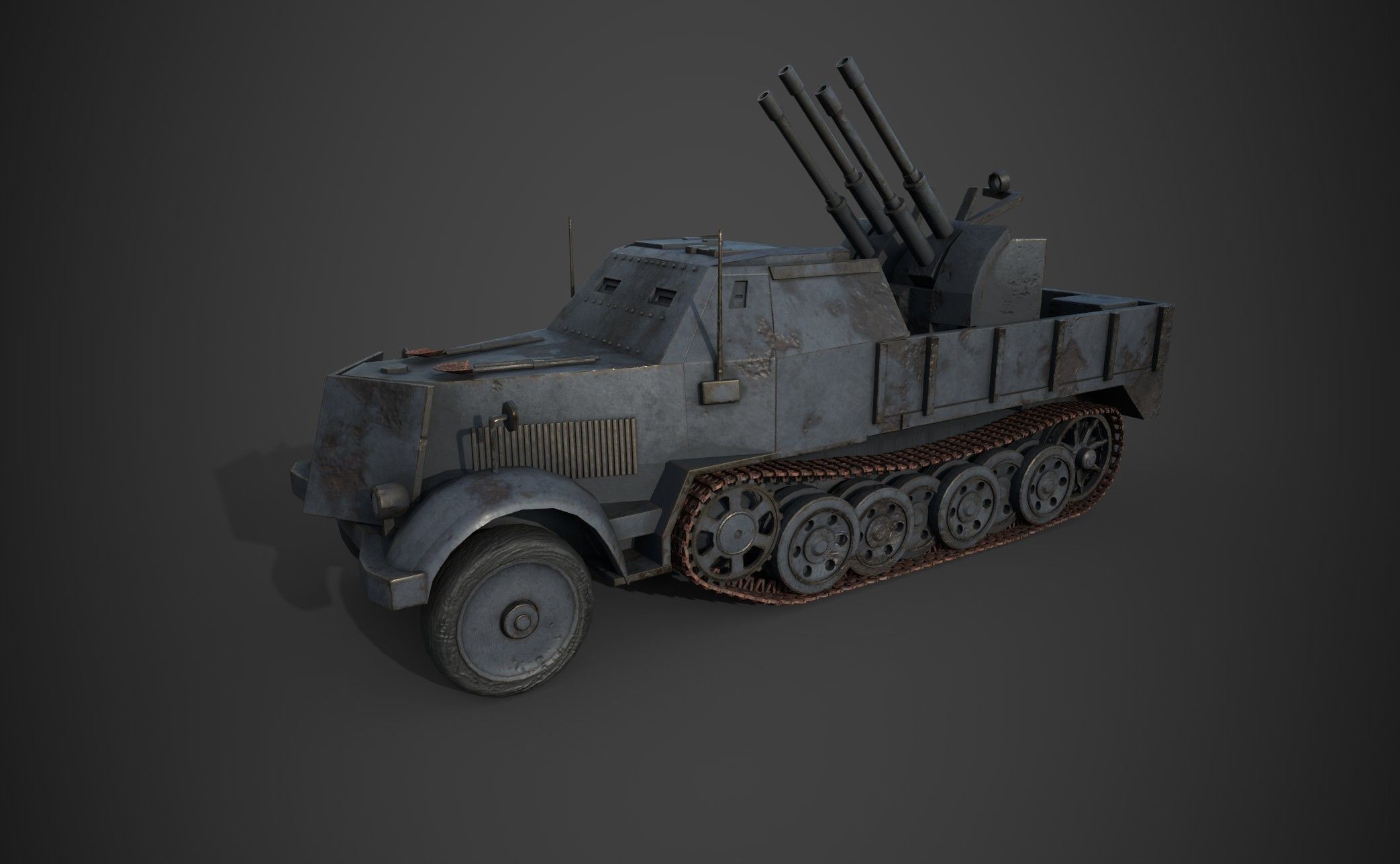 FlakTank german tank Low-poly 3D model_5