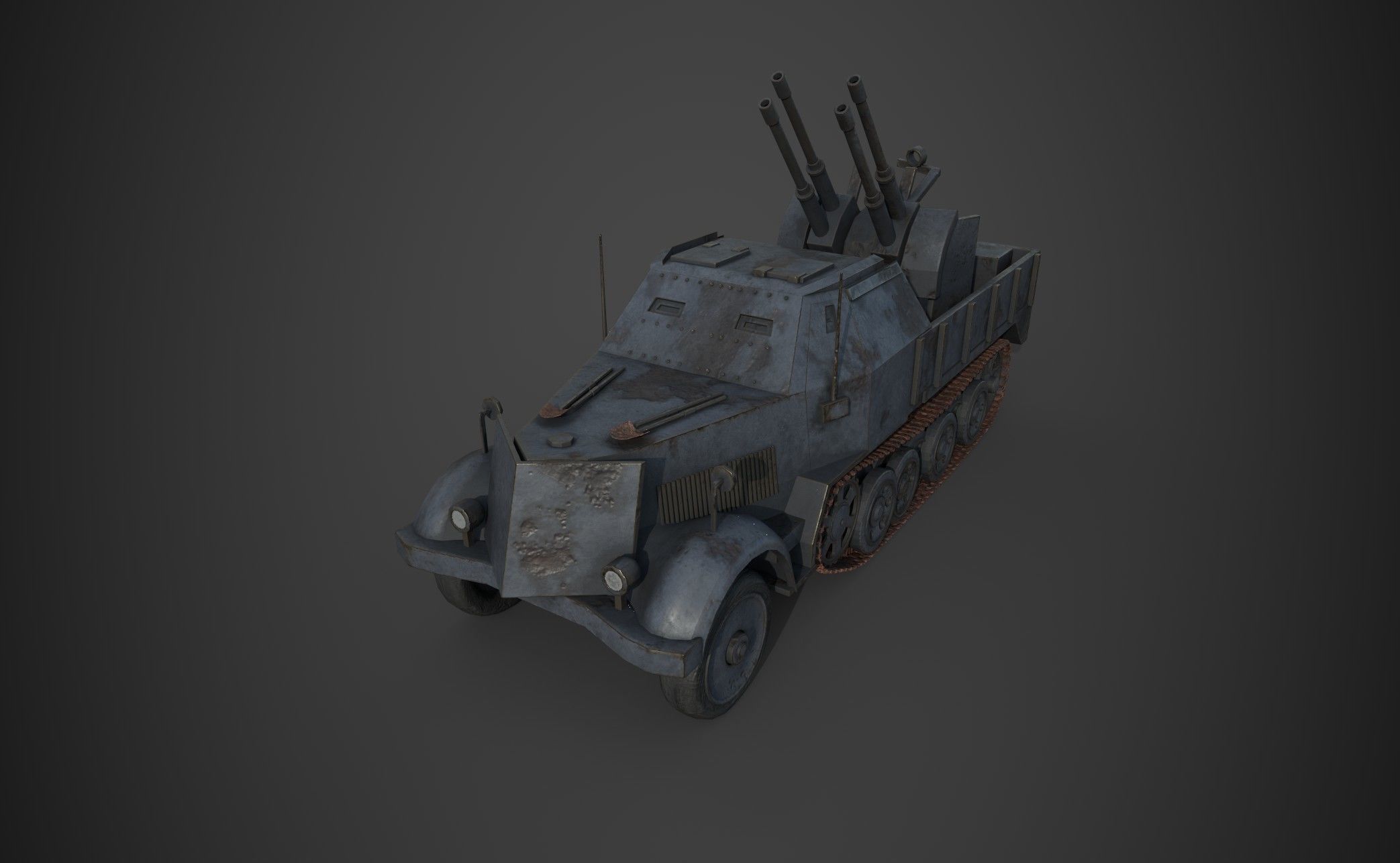 FlakTank german tank Low-poly 3D model_4