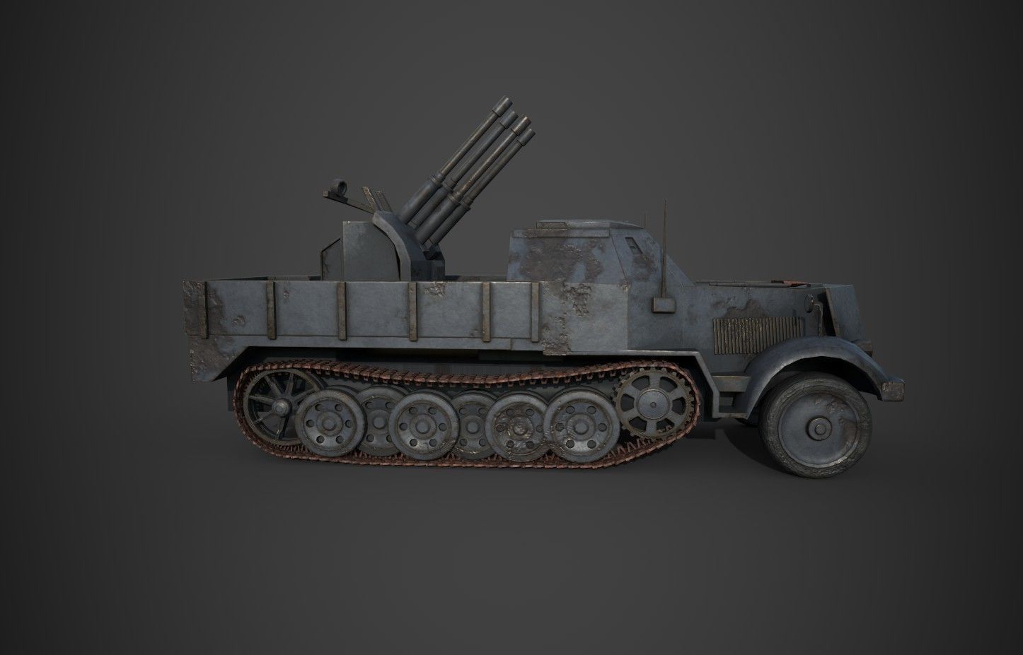 FlakTank german tank Low-poly 3D model_9