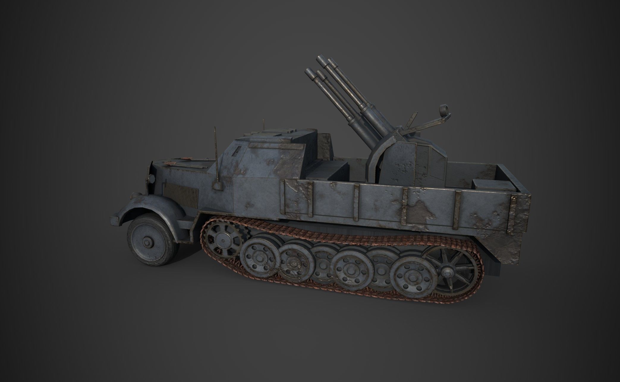 FlakTank german tank Low-poly 3D model_6
