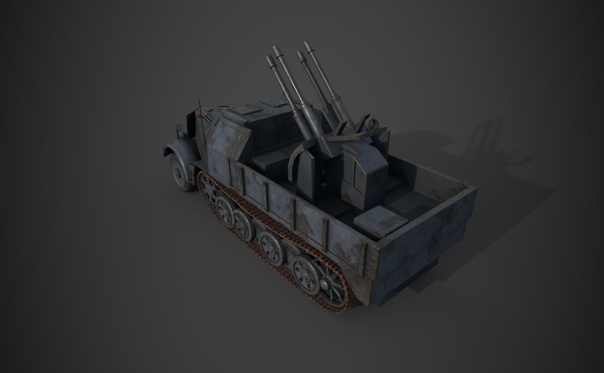 FlakTank german tank Low-poly 3D model_7