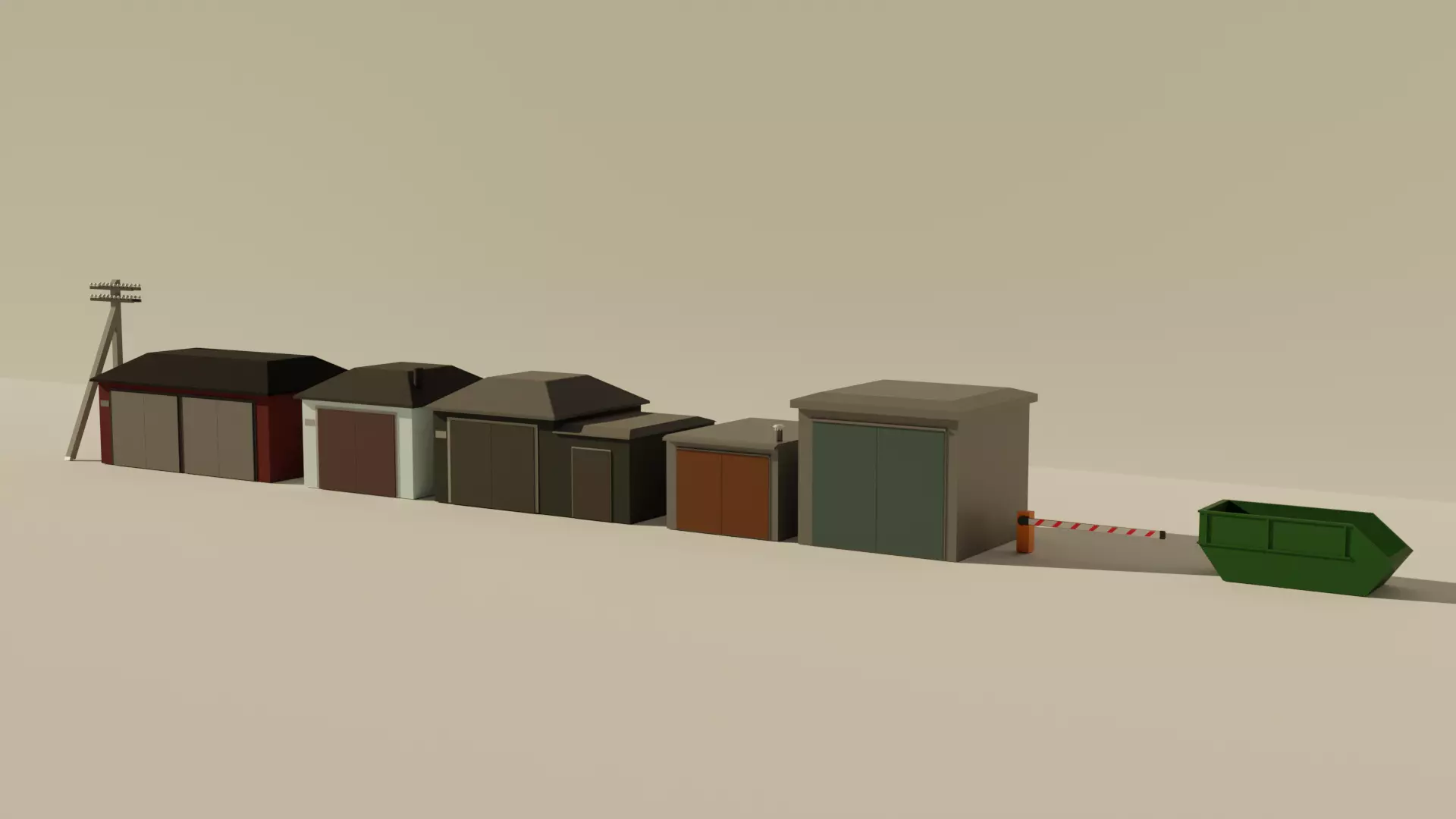 Low poly garage pack Free low-poly 3D model