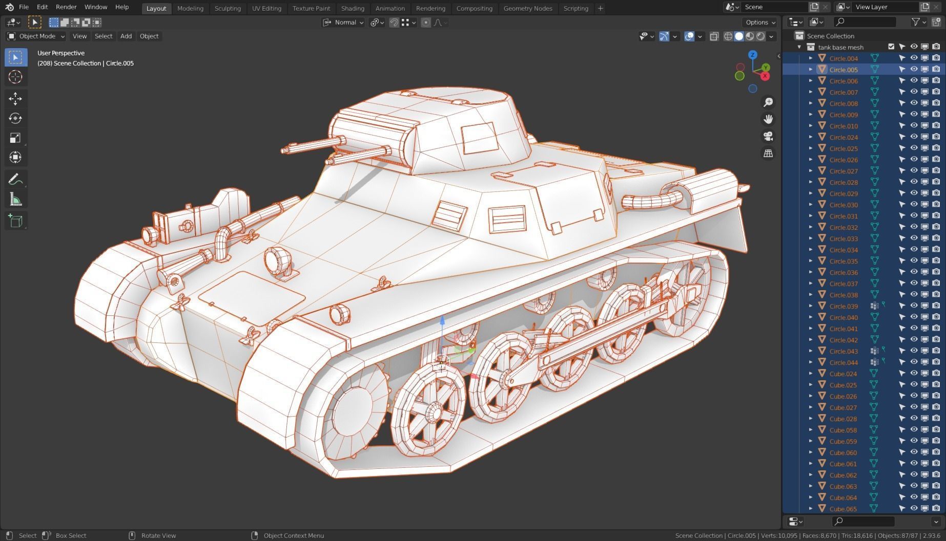 Pzkpfw I Tank Base Mesh Low-poly 3D model_10