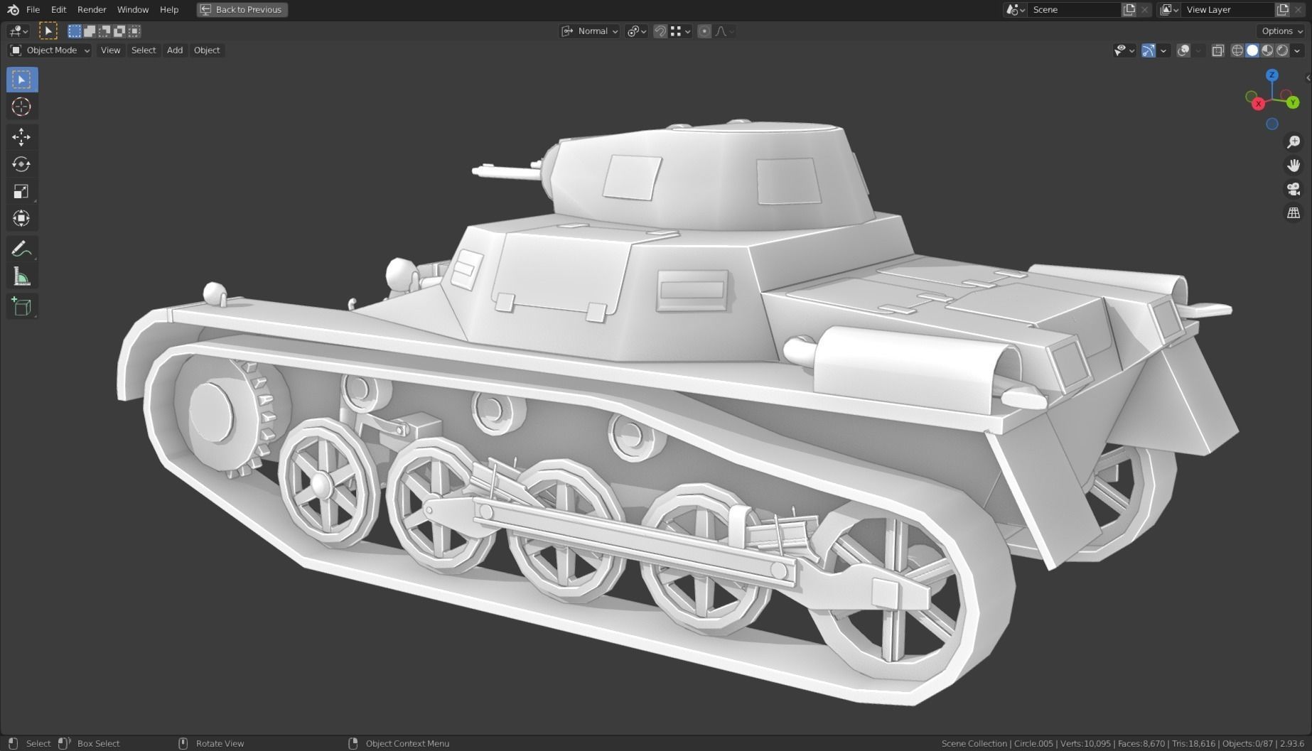 Pzkpfw I Tank Base Mesh Low-poly 3D model_4