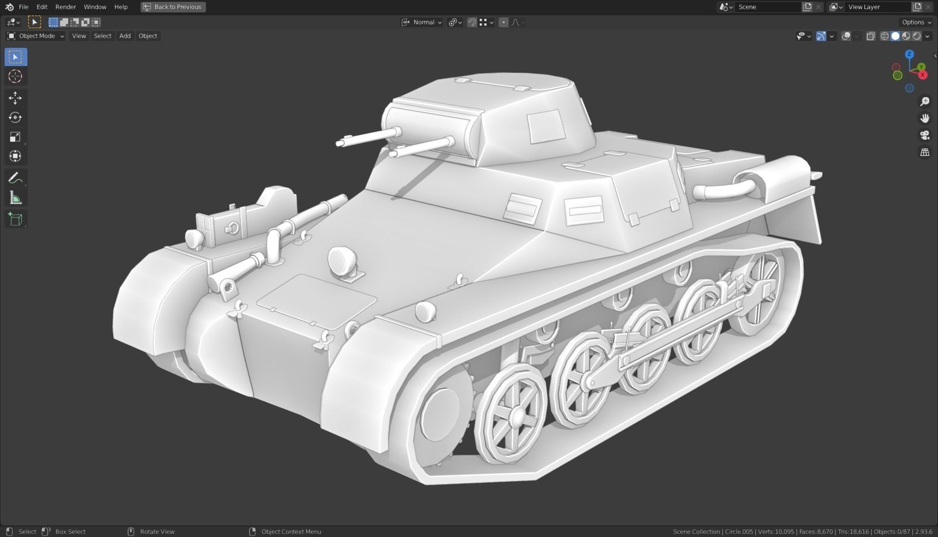 Pzkpfw I Tank Base Mesh Low-poly 3D model_3