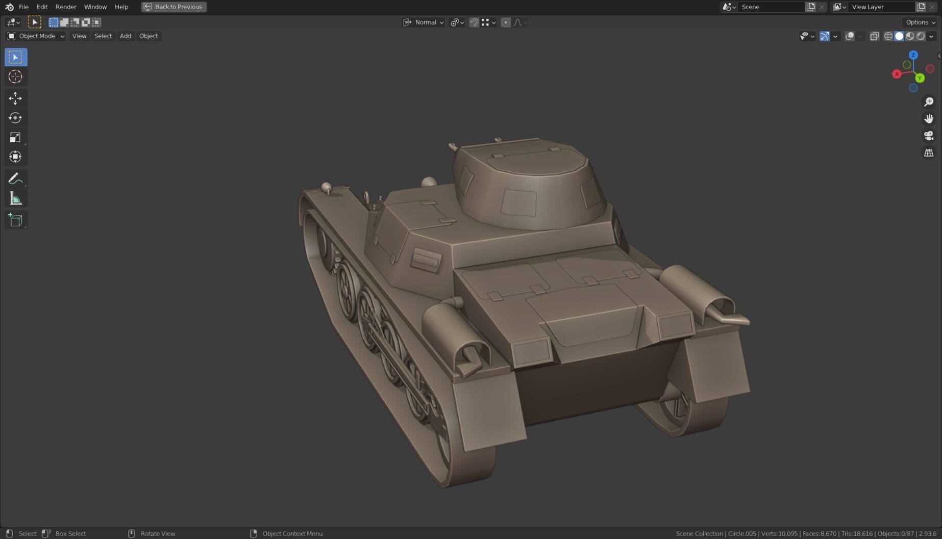 Pzkpfw I Tank Base Mesh Low-poly 3D model_5