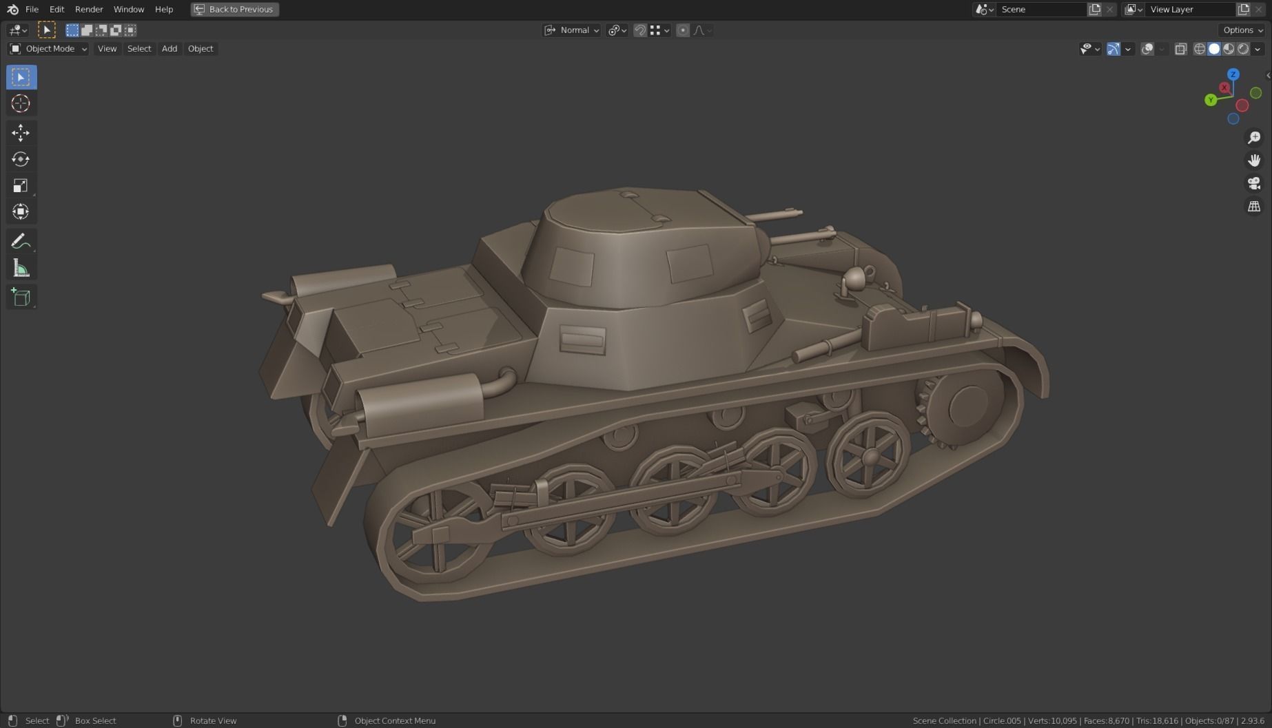 Pzkpfw I Tank Base Mesh Low-poly 3D model_7