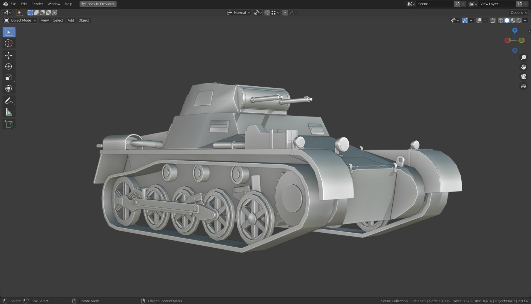 Pzkpfw I Tank Base Mesh Low-poly 3D model_15