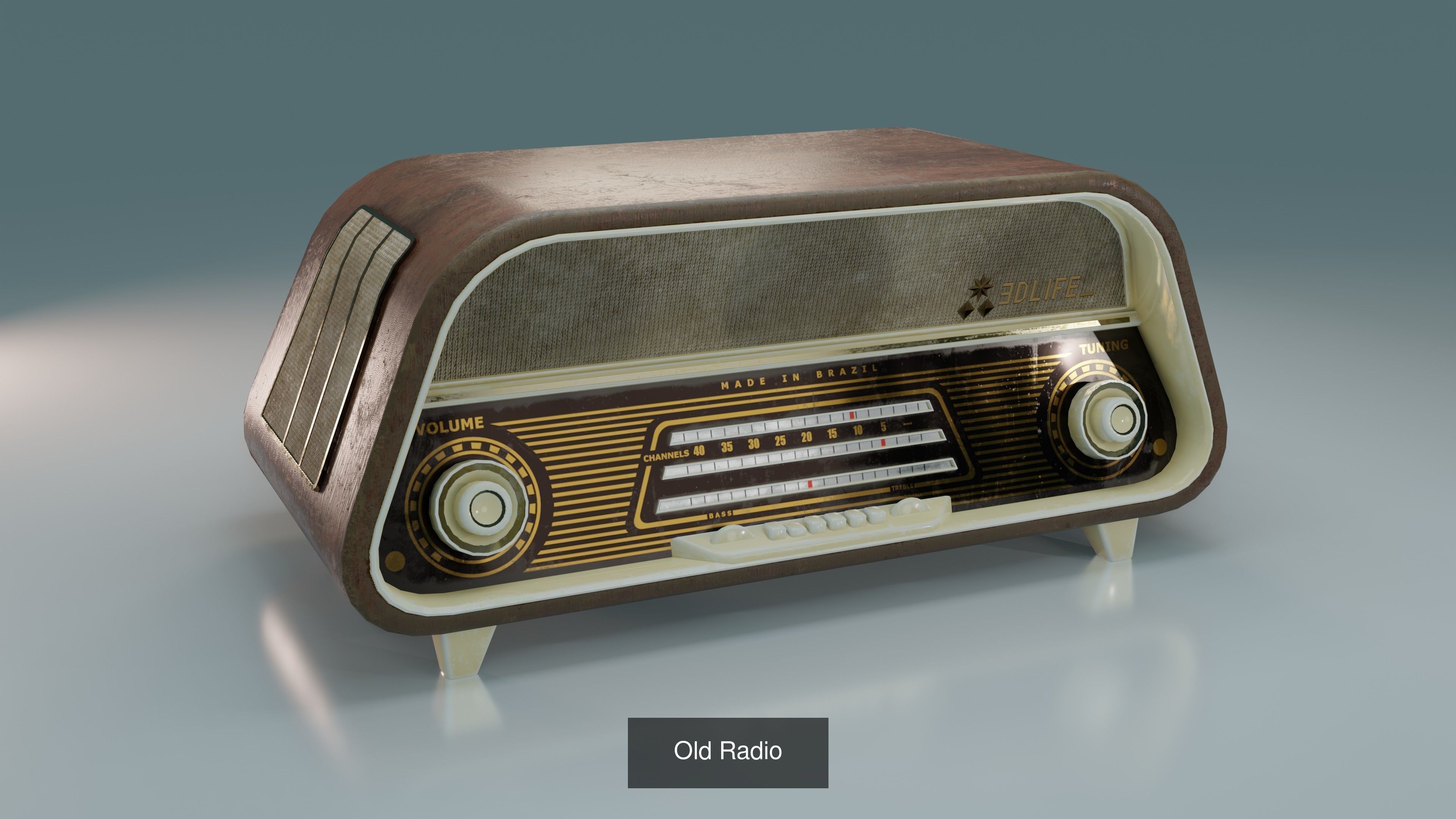 Old electronics including TV Fan Telephone and Radio 3D Model Collection_5