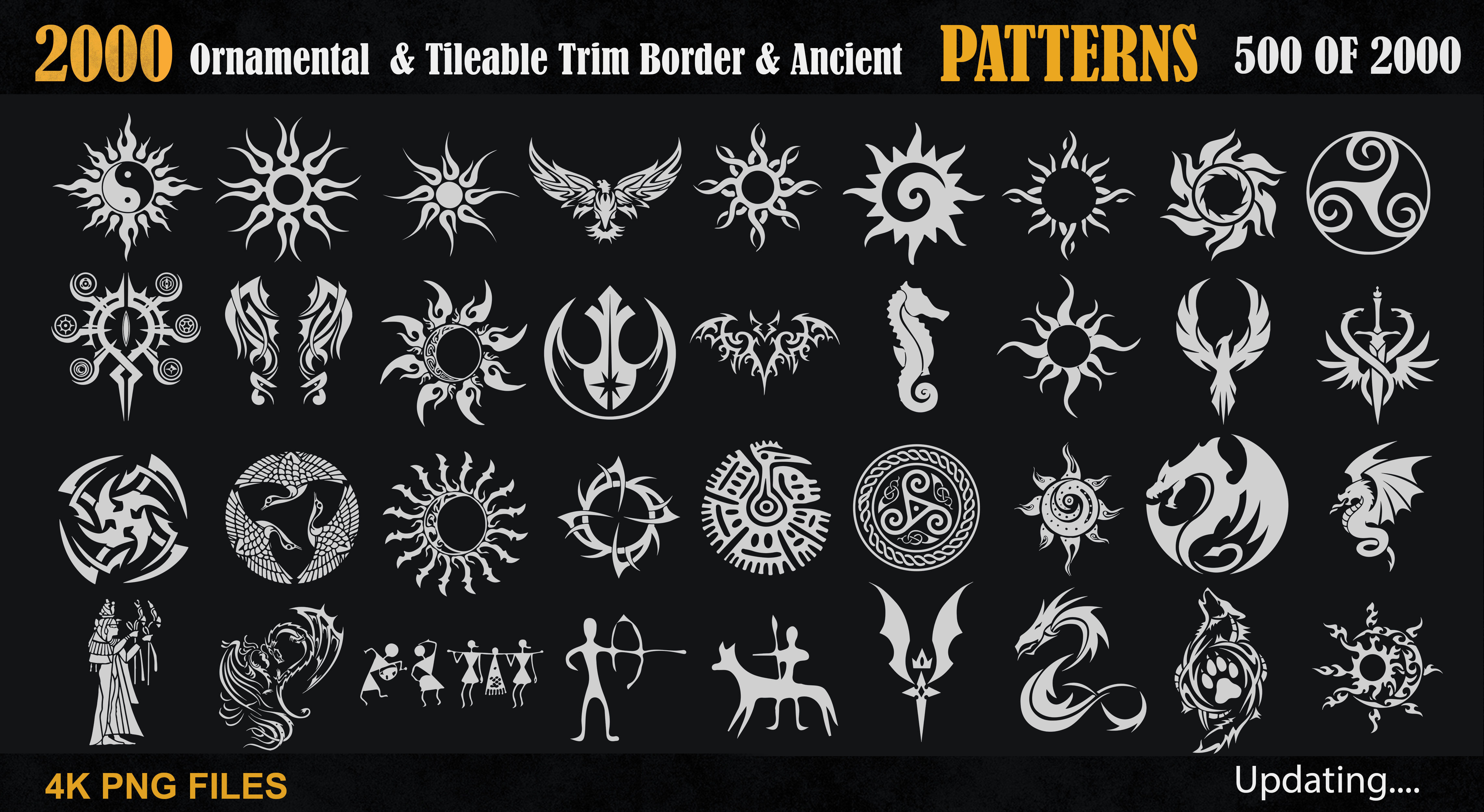 2000 Ornamental - Tileable Trim Border - Ancient Patterns 3D model_2