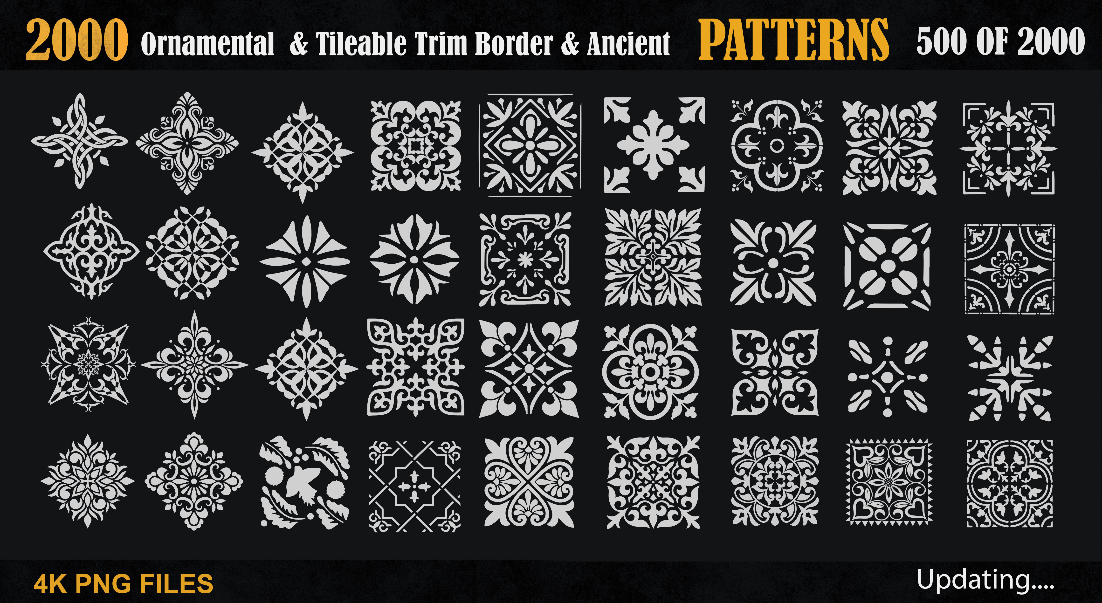 2000 Ornamental - Tileable Trim Border - Ancient Patterns 3D model_1