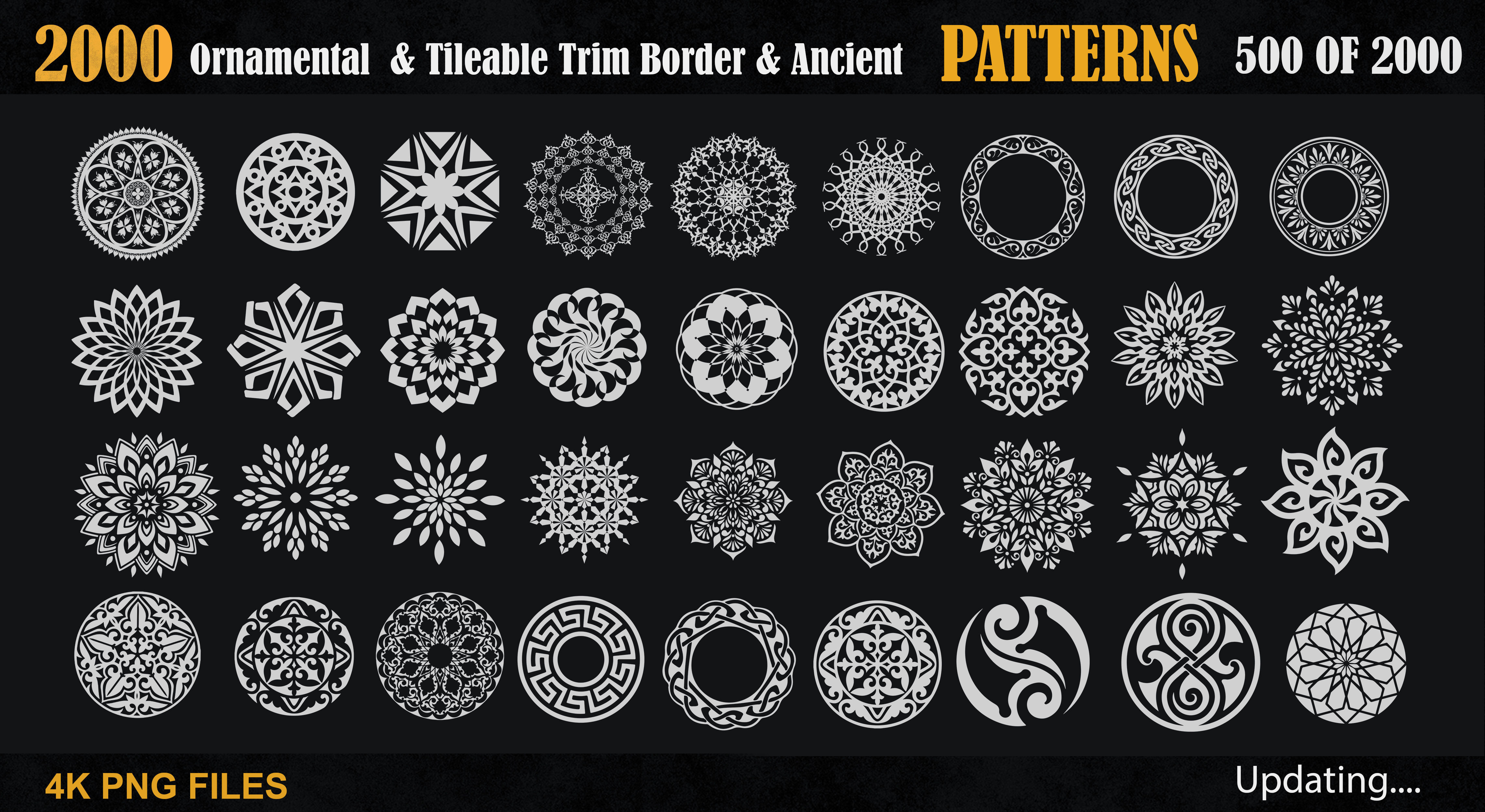 2000 Ornamental - Tileable Trim Border - Ancient Patterns 3D model_3