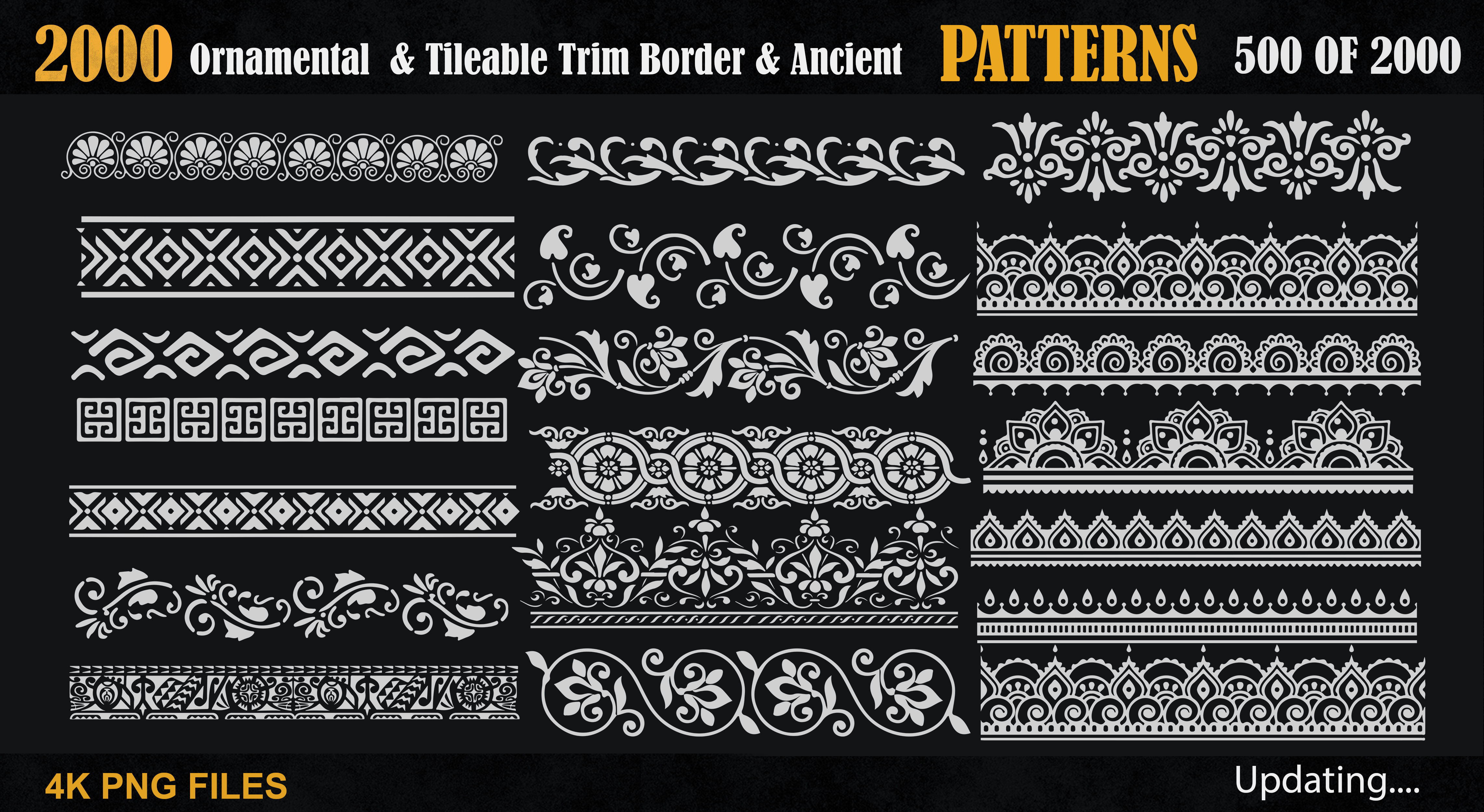 2000 Ornamental - Tileable Trim Border - Ancient Patterns 3D model_4