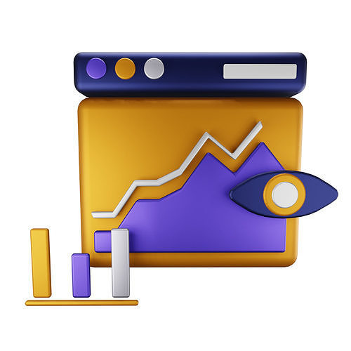 SEO monitoring Low-poly 3D model