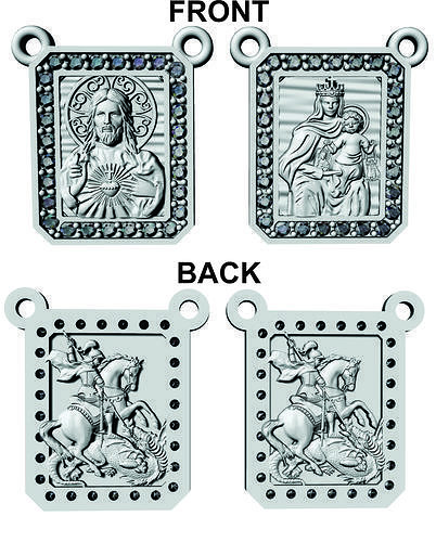 Scapular Saint George Sao Jorge with Jesus and Mary 3D print model