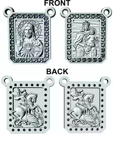 Scapular Saint George Sao Jorge with Jesus and Mary