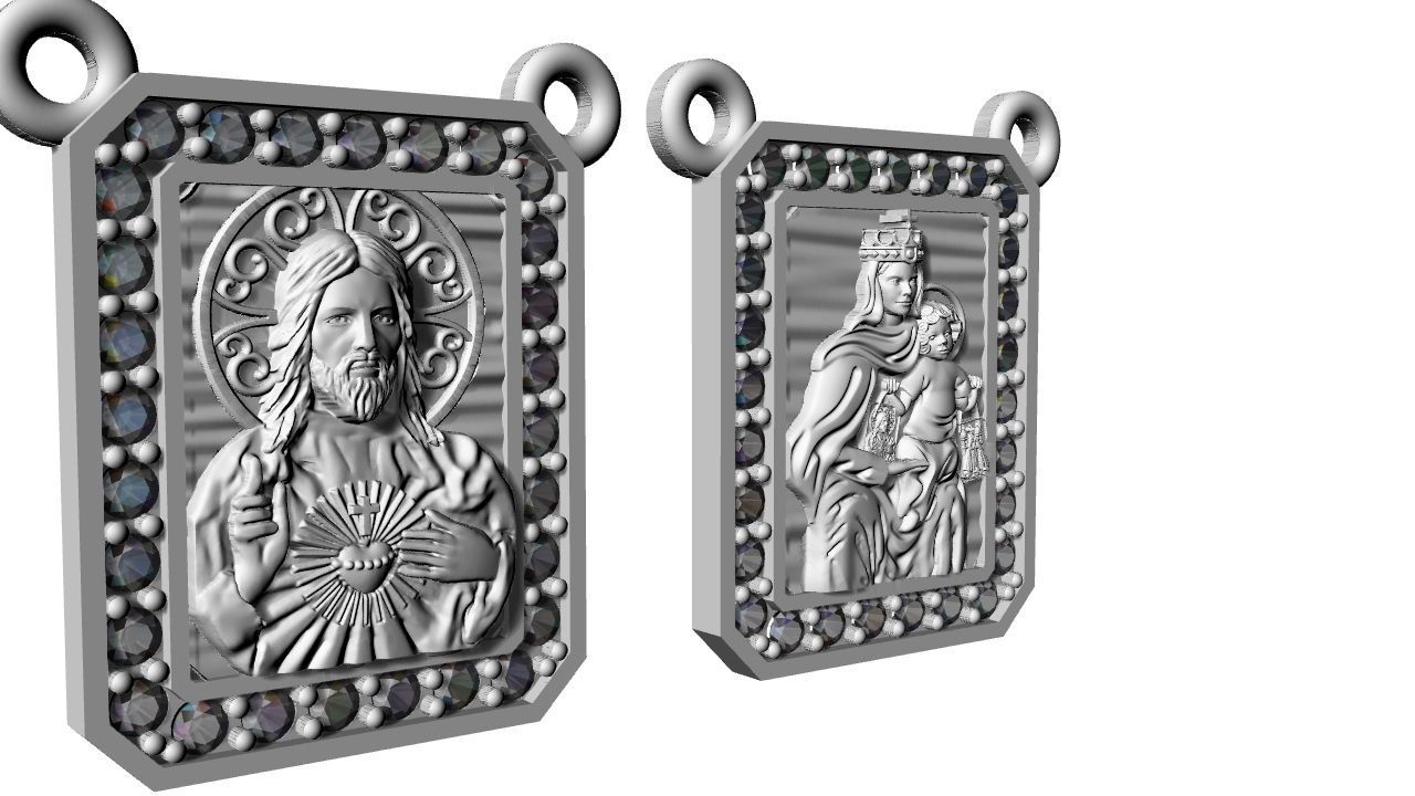Scapular Saint George Sao Jorge with Jesus and Mary 3D print model_2