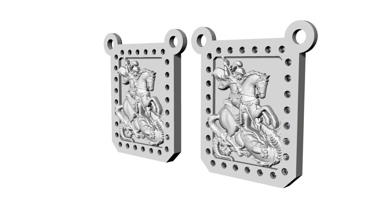 Scapular Saint George Sao Jorge with Jesus and Mary 3D print model_6