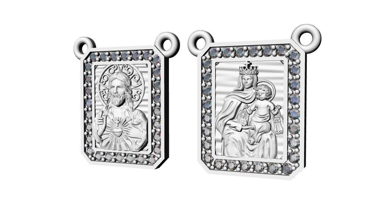 Scapular Saint George Sao Jorge with Jesus and Mary 3D print model_13