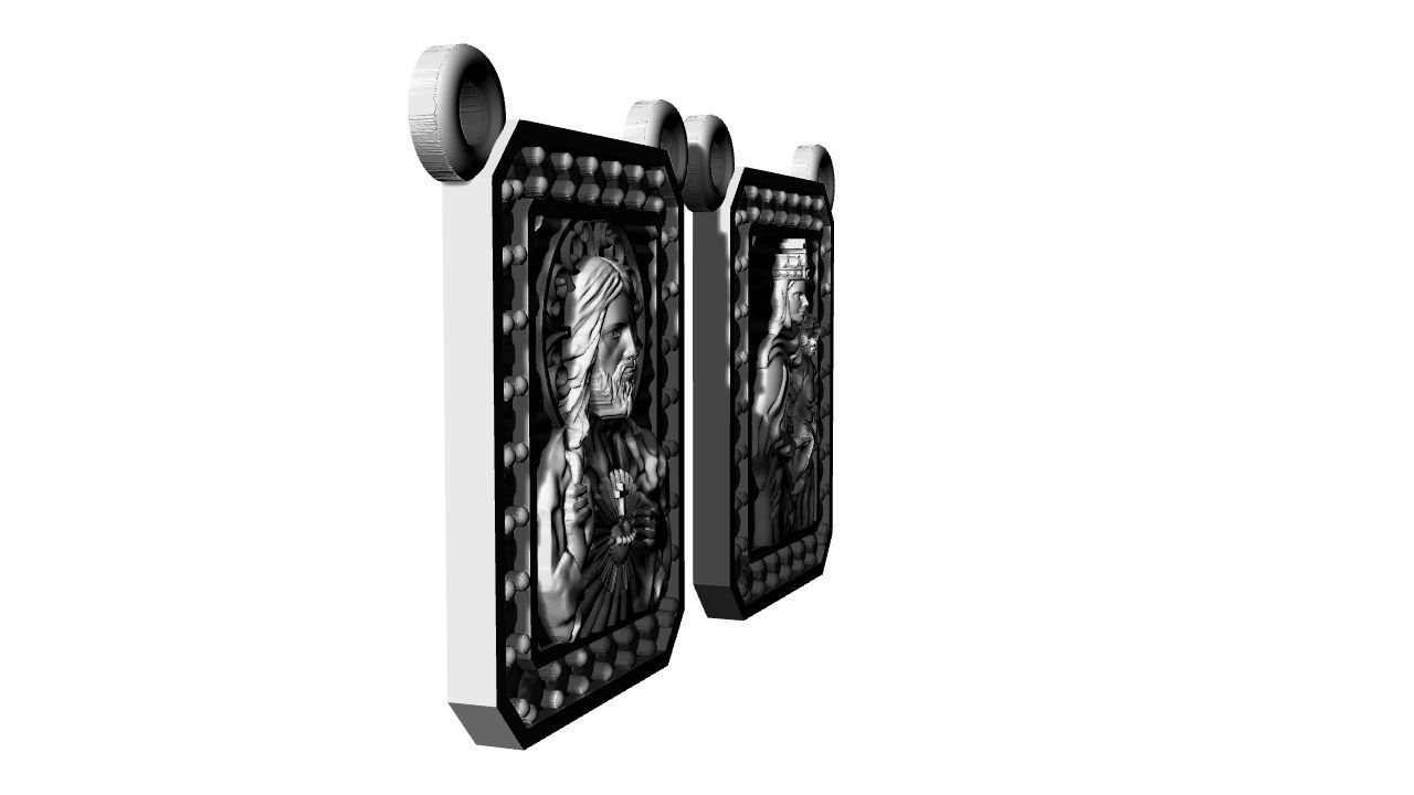 Scapular Saint George Sao Jorge with Jesus and Mary 3D print model_3