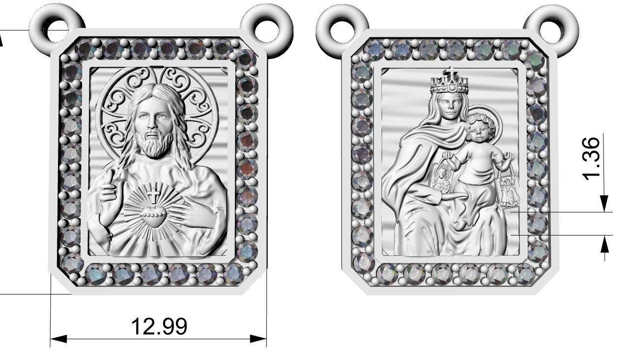 Scapular Saint George Sao Jorge with Jesus and Mary 3D print model_1