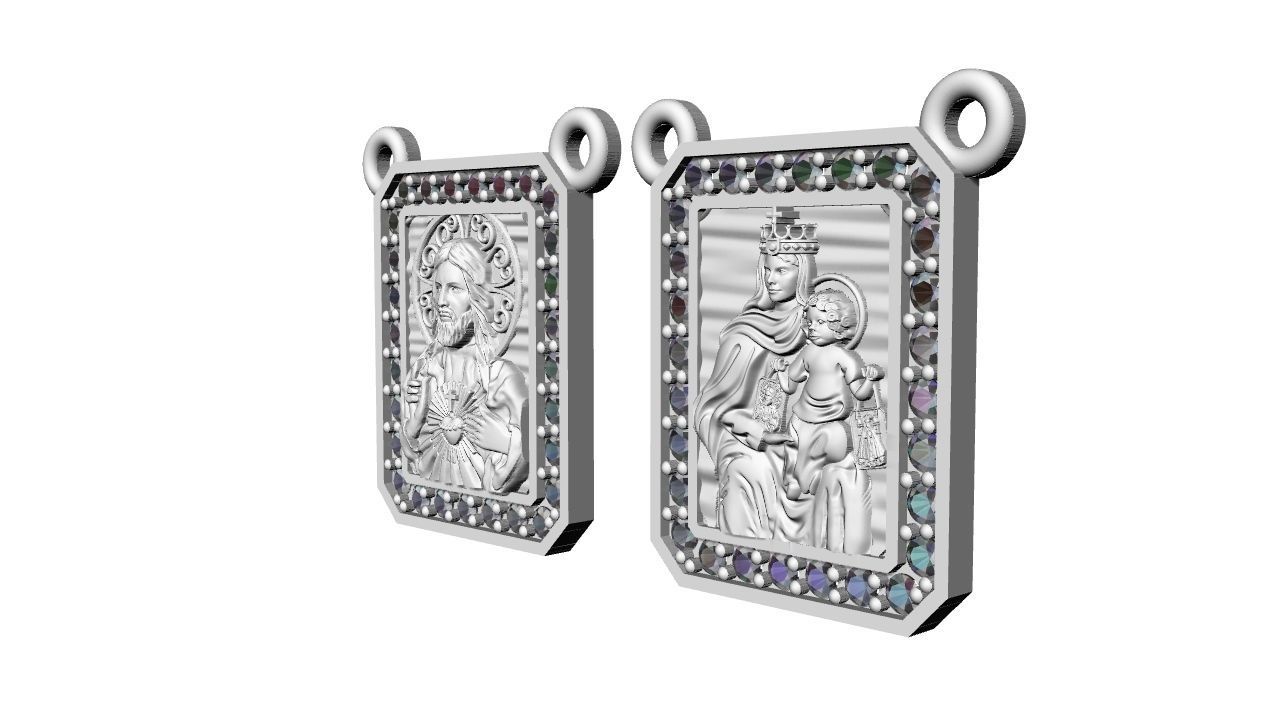 Scapular Saint George Sao Jorge with Jesus and Mary 3D print model_12